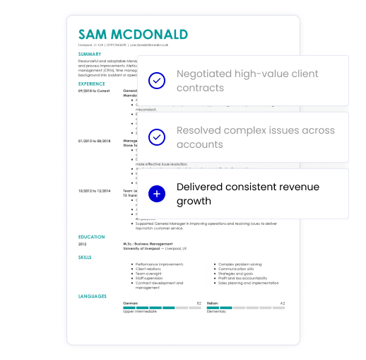 Create a CV using ready-made content
