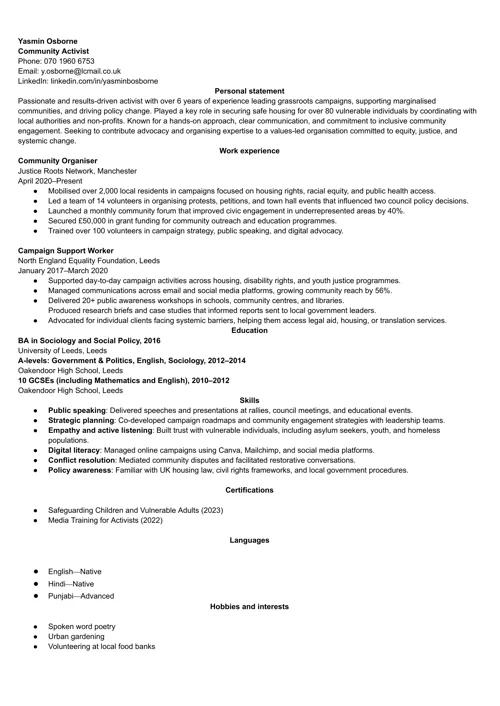 CV sample