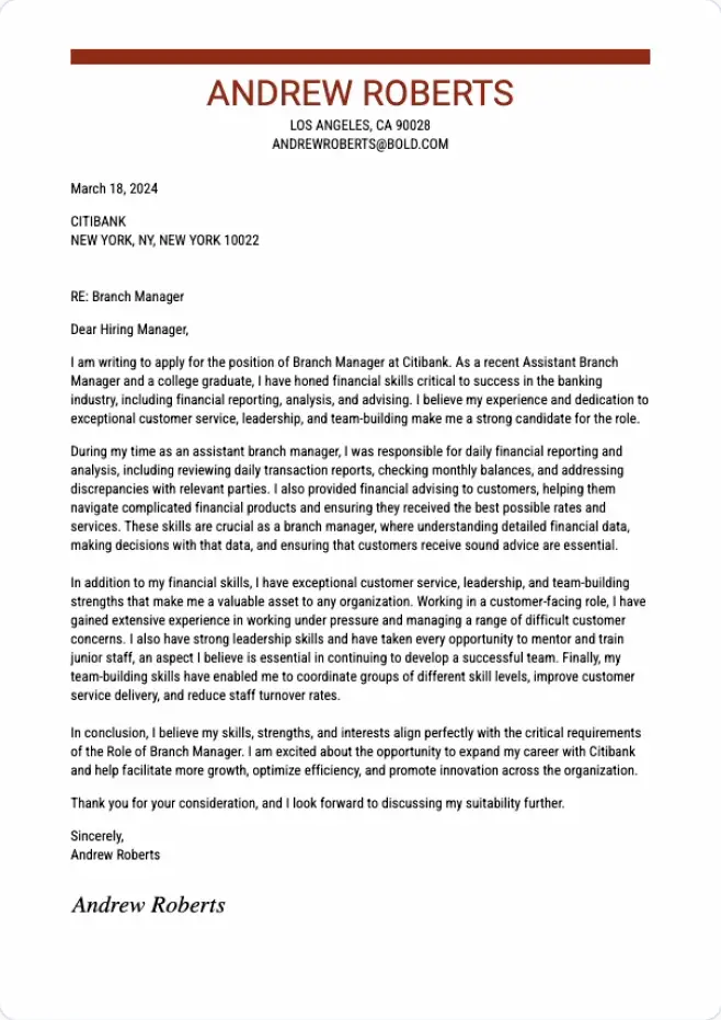 traditional cover letter templates features