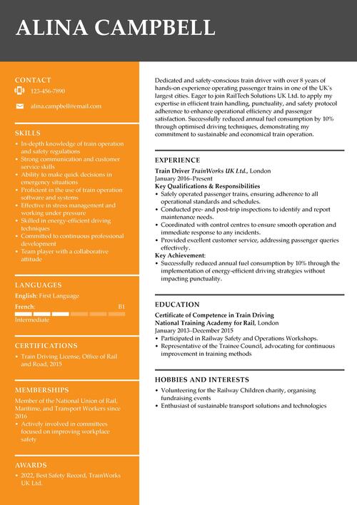 train driver CV example