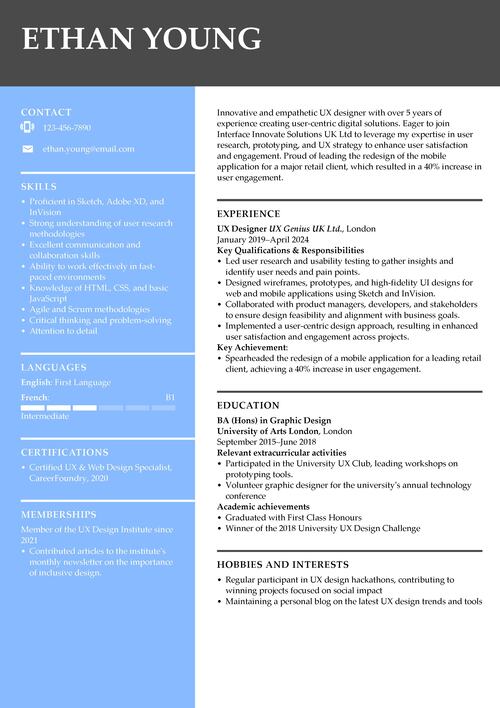 UX designer CV example