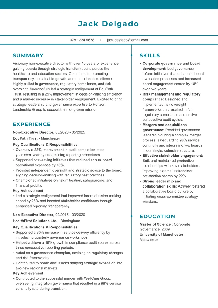 What a CV should look like for senior candidates - sample